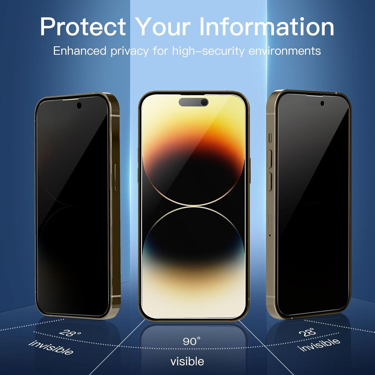 NEW'C 3 Pack Privacy for iPhone 14 Pro Max Screen Protector (6.7"), Enhanced 28-Degree Privacy Angle, Ultra Durable 9H Hardness, Bubble-Free