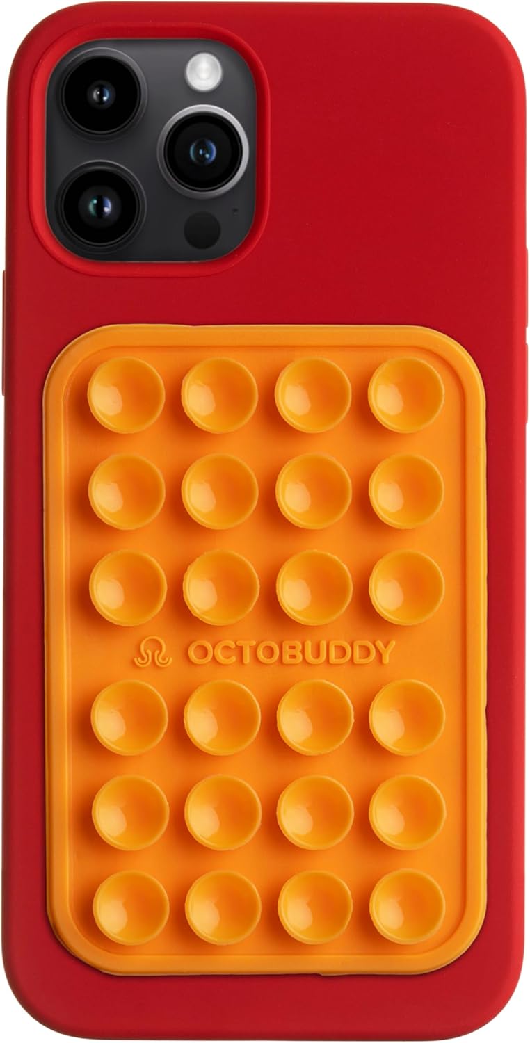 Classic MAX - Silicone Suction Phone Case Adhesive Mount - Hands-Free, Strong Grip Holder for Selfies and Videos - iPhone and Android Compatible - 2.6″ x 3.9″, Marigold