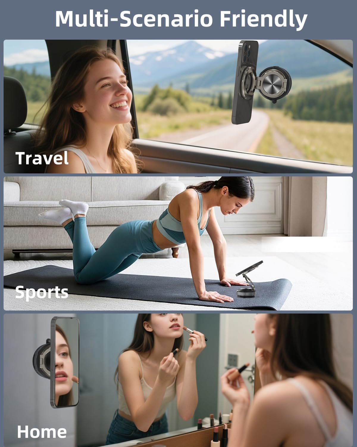 360° Adjustable Vacuum Suction Bracket For MagSafe Car Mount,Zinc Alloy Vacuum Magnetic Phone Holder,Cell Phone Holders For Car/Home/Travel,Suction Car Mount For iPhone 16/15/14/13/12/Android