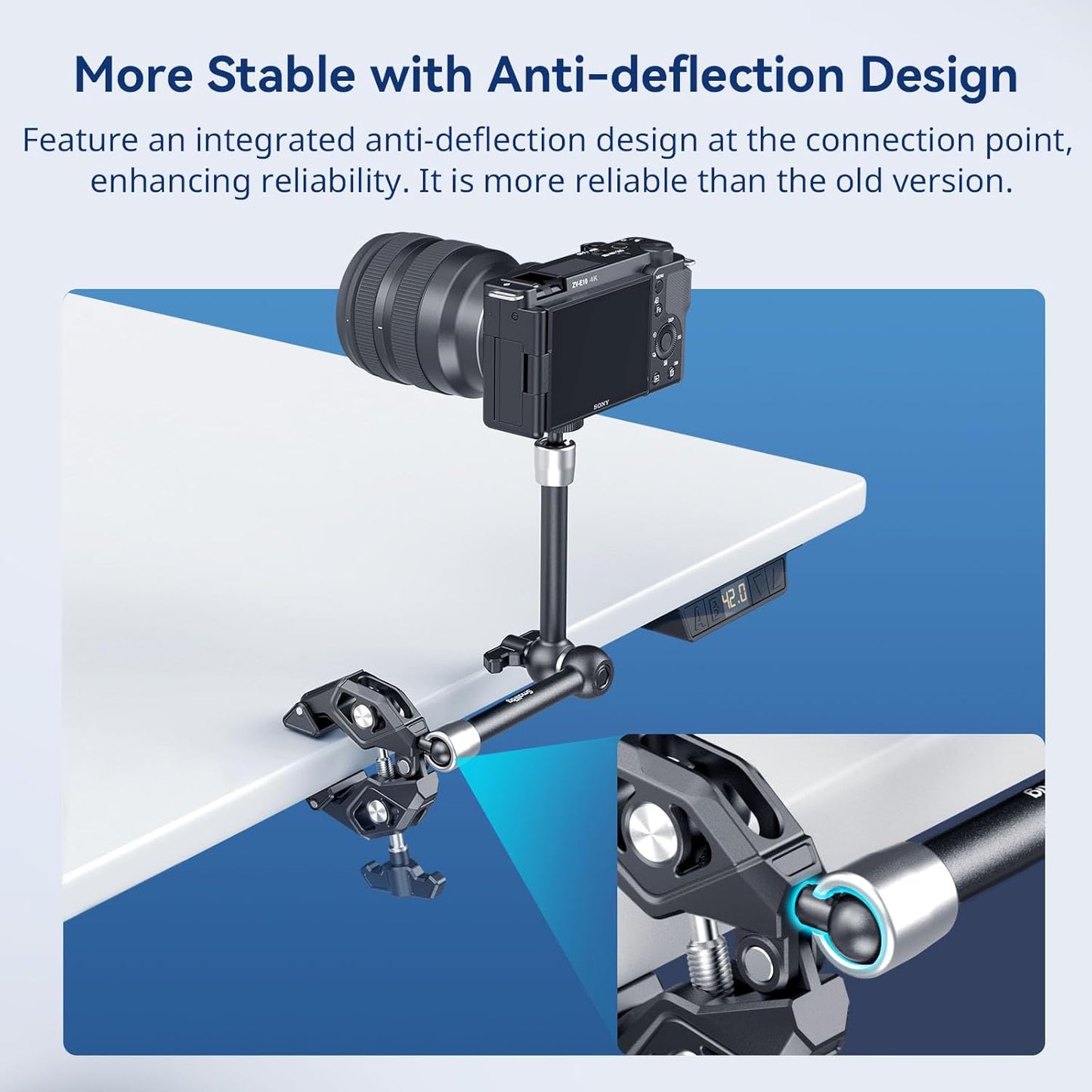 SMALLRIG Magic Arm Clamp Kit, Camera Mount Articulating Friction Arm w Super Clamp, w 1/4"-20 Screw and Thread Hole, for Camera, Light, Monitor, Webcam or Action Camera 1.5kg, for Table, Tube