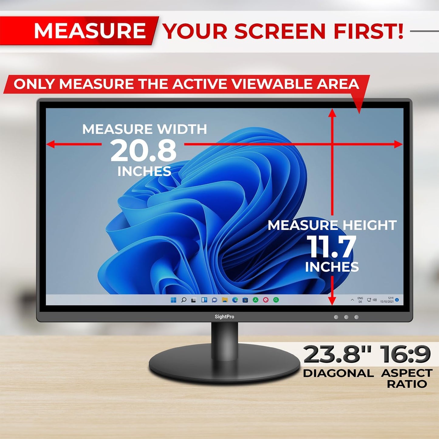 23.8 Inch 16:9 Computer Privacy Screen Filter for Monitor - Privacy Shield and Anti-Glare Protector