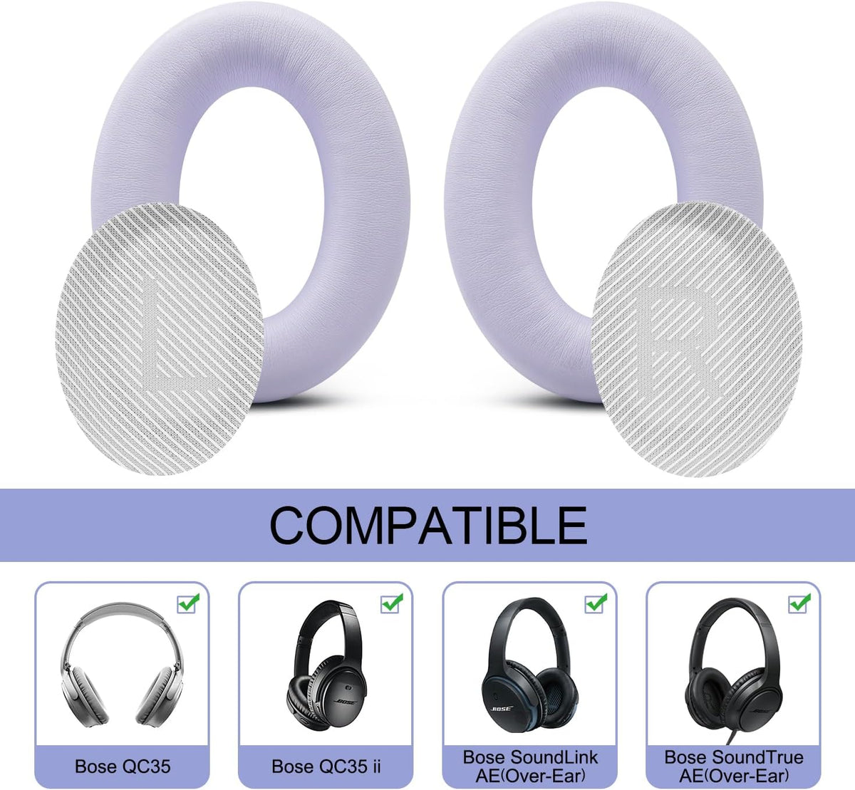 Premium Replacement Ear Pads for Bose QC35 & QC35ii Headphones Made by GEVO - Comfortable Adaptive Memory Foam and Extra Durable - Fits QuietComfort 35 & 35ii / SoundLink 1&2 AE | Chilled Lilac