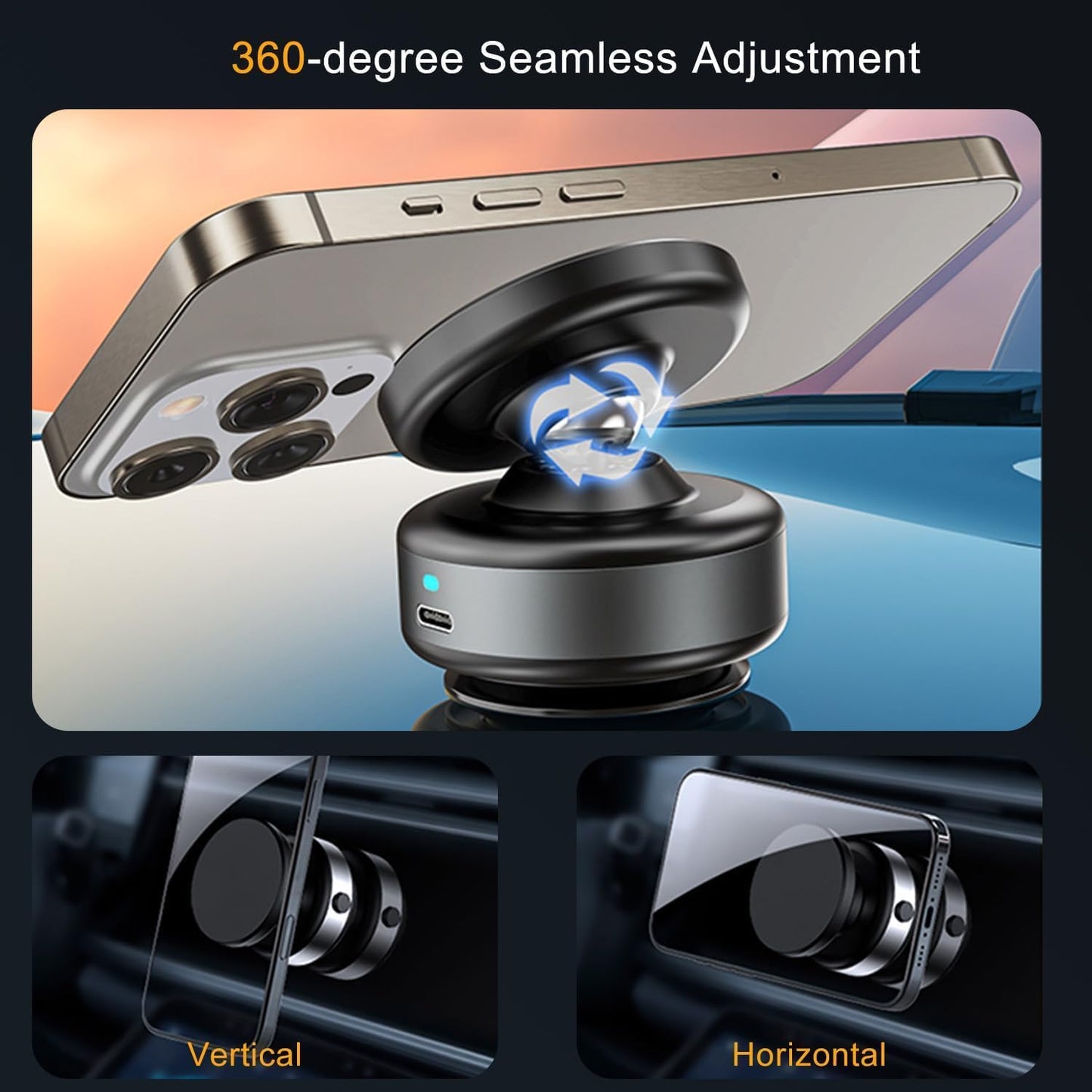 for MagSafe Car Mount Charger, 15W Fast Wireless Charger Suction Car Phone Holder, 360 Adjustable Vacuum Magnetic Phone Holder for Car Screen/Gym/Mirror, for iPhone 16 15 14 13 12 Pro Max