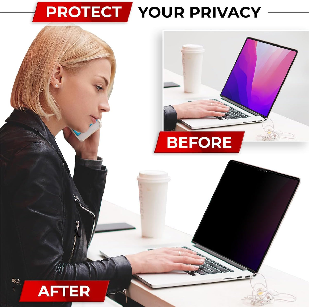 Magnetic Privacy Screen for MacBook Air 13 Inch (2018, 2019, 2020, 2021, M1) Removable Laptop Privacy Filter Shield and Protector