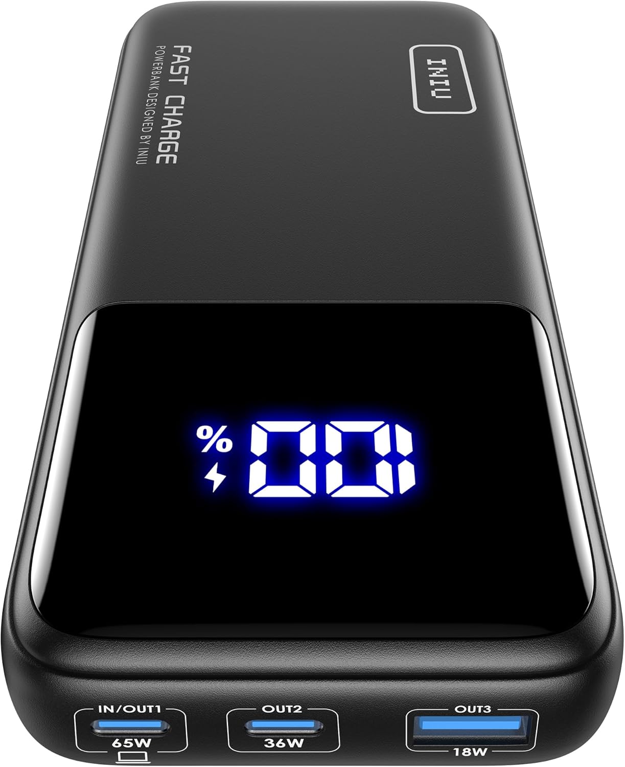 INIU Power Bank, 20000mAh 65W Compact USB C Laptop Portable Charger, PD QC Fast Charging 3-Output Battery Pack, Travel Charger for Laptop MacBook iPad Tablet Steam Deck iPhone 16 15 Samsung S22