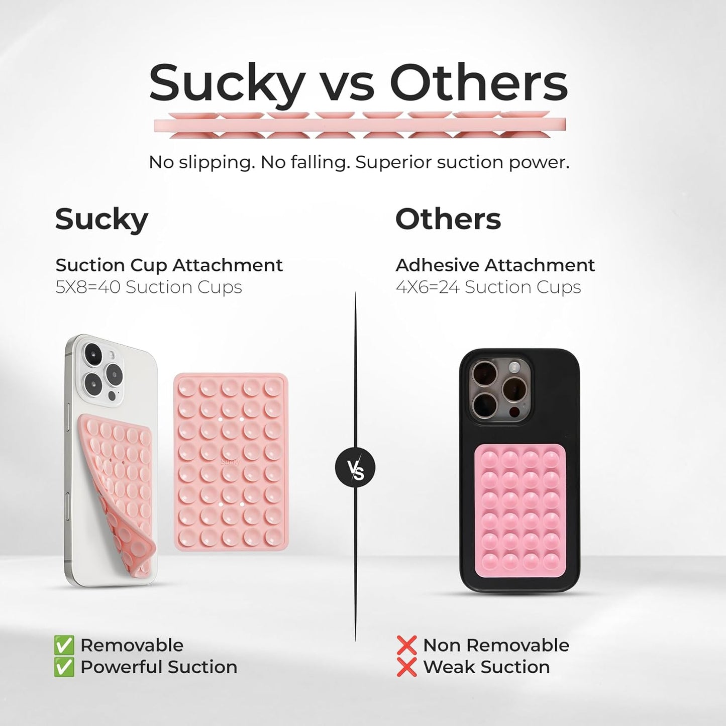 SUCKY Silicone Suction Phone Case Adhesive Mount - Anti-Slip Holder, Hands-Free Fidget Toy, Phone Accessory for iPhone and Android (Baby Blue, Double V2)