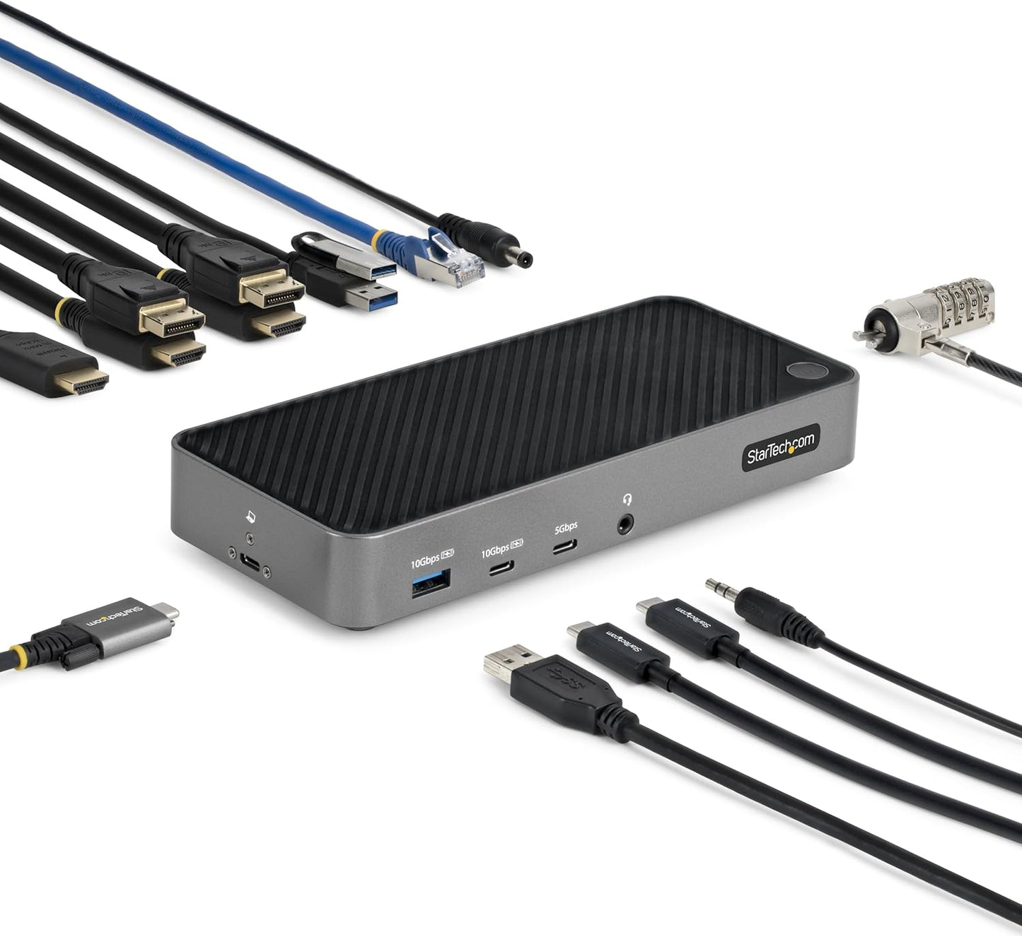 StarTech.com USB-C Triple Monitor Docking Station for MacBook Pro / Air M1 M2 M3 M4 & Windows, Universal 4K HDMI DP Dock, Thunderbolt Compatible, 100W Laptop Charging