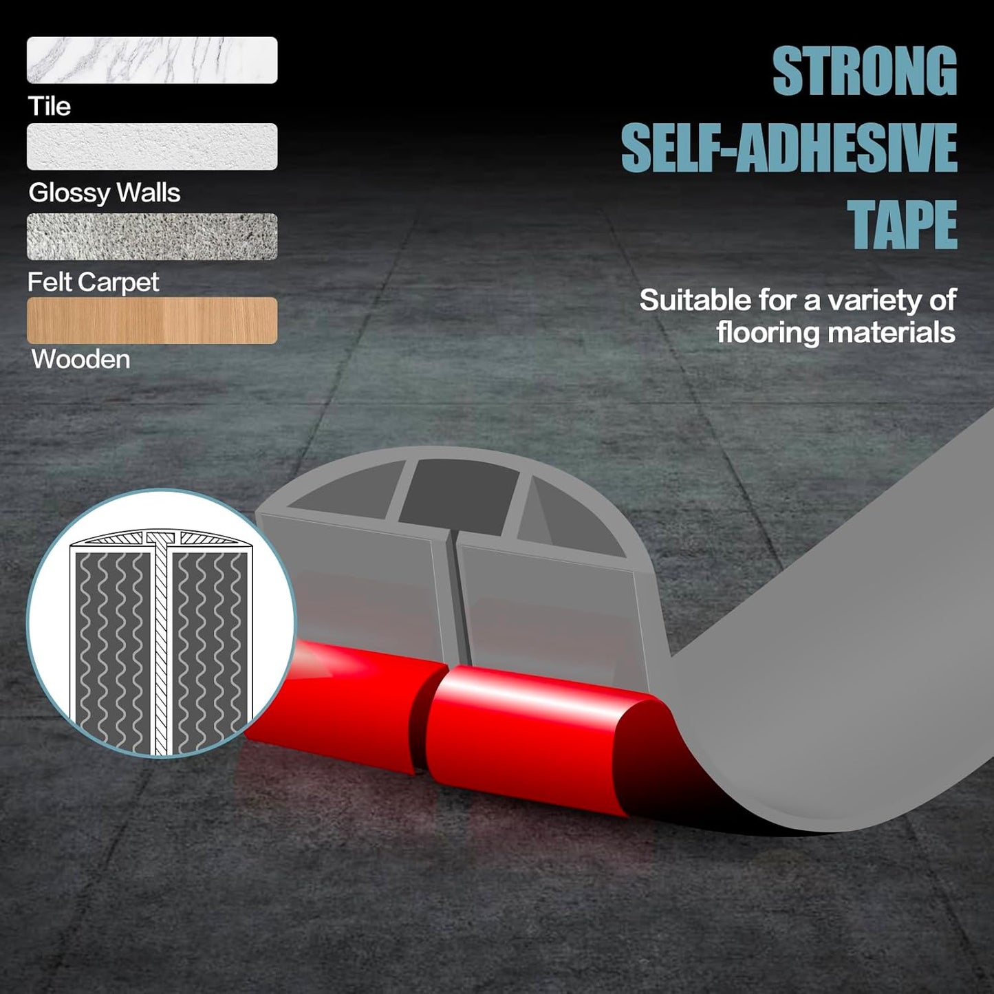 Floor Cord Cover Self Adhesive Cord Hider,10FT Cable Management, Extension Strip Protector for Wires, Prevent Cable Trips for Offices, Gyms, Exhibitions Cavity:0.51"(W) x 0.3"(H) Gray