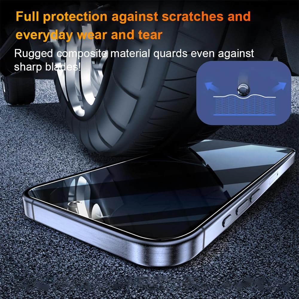 OneFish Privacy Screen Protector for IPhone 14 Pro Max Anti-Spy Tempered Glass Dust-Free Bubble-Free Anti-Fingerprint 9H Scratch Protection & Hassle-Free Installation Frame [2-Pack]