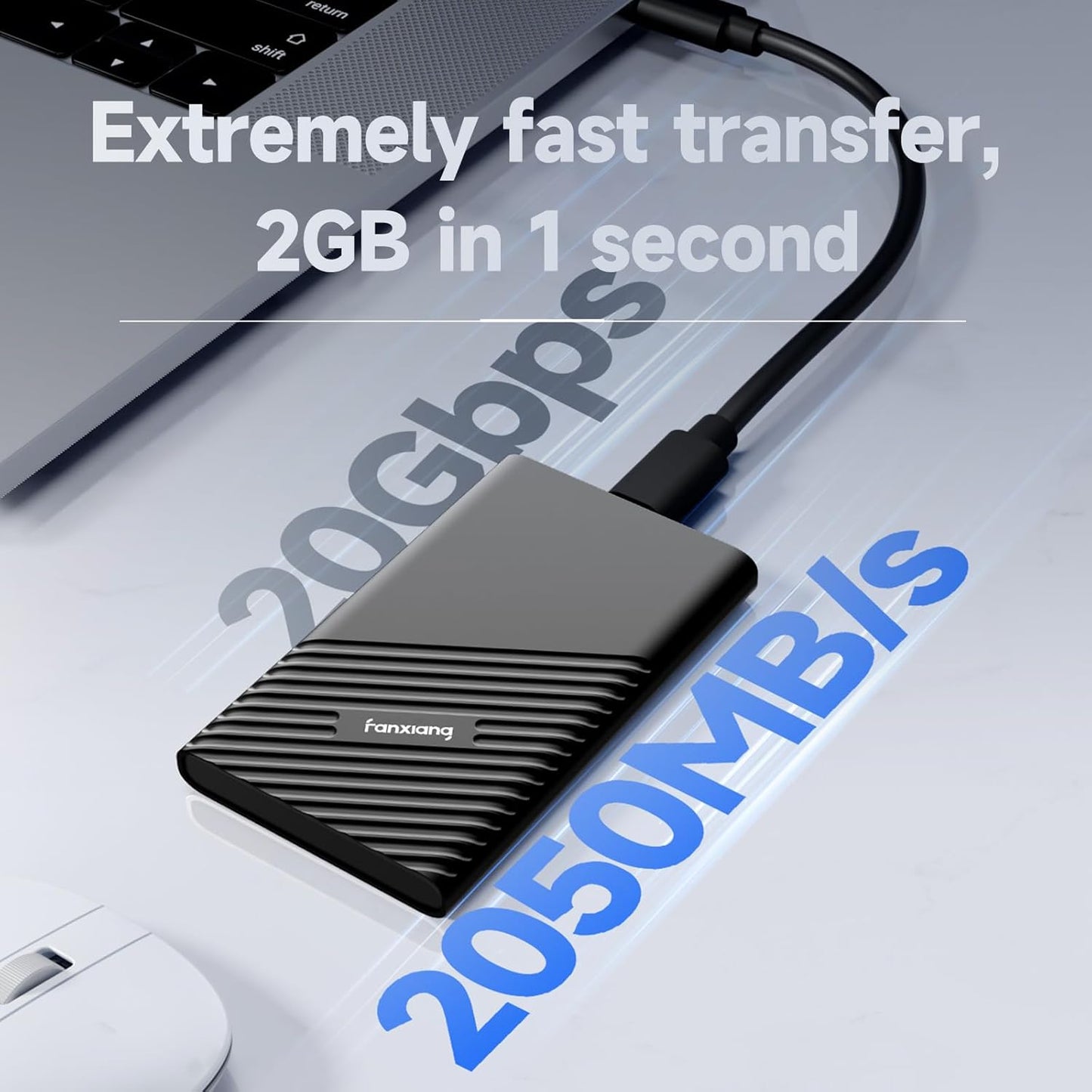 fanxiang 2TB External SSD Portable, Up to 2000MB/s, USB C External Solid State Drive External Hard Drive, USB 3.2 Gen2*2 Type-C SSD for iPhone 15/Pro/PC/Laptops/Creators/Gaming