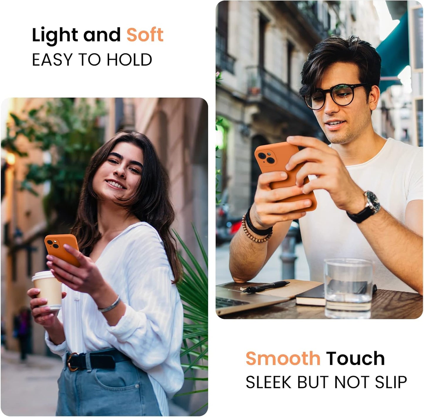 FireNova Designed for iPhone 15 Case, Silicone Upgraded [Camera Protection] Phone Case with [2 Screen Protectors], Soft Anti-Scratch Microfiber Lining Inside, 6.1 inch, Kumquat