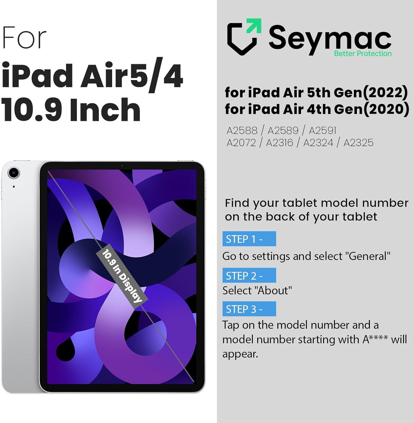 SEYMAC for iPad Air 5th/ 4th Generation Case 10.9 Inch, Full-Body Shockproof Protective Case with Screen Protector, Rotating Stand/Handle/Shoulder Strap for iPad Air 5/ Air 4, Black/Pink