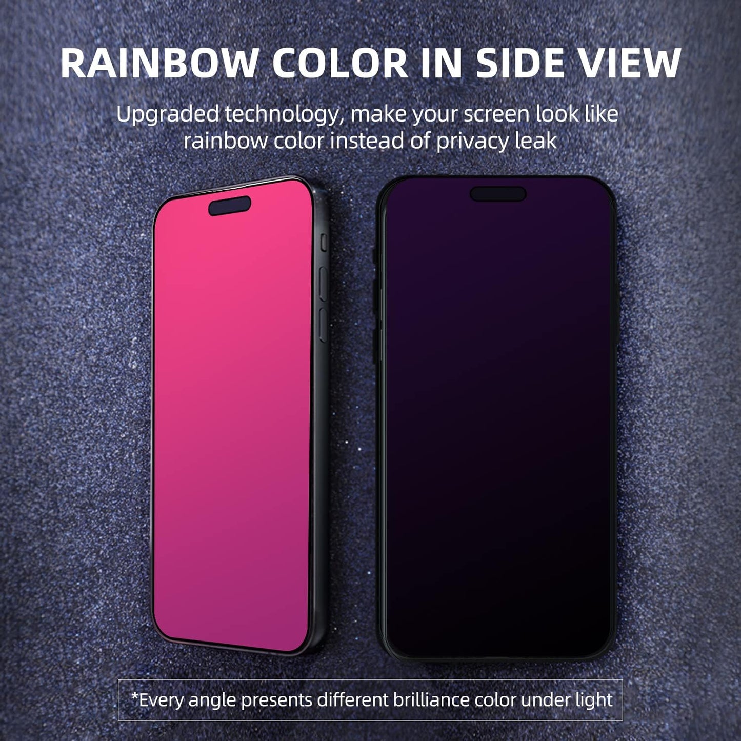 EGKimBa Privacy Screen Protector Compatible with iPhone 15 Plus, 6.7 inch Gradient Colorful Electroplated Anti-Spy Anti-Blue Light Tempered Glass