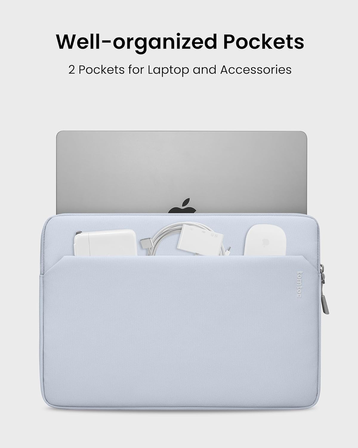 tomtoc Slim Laptop Sleeve Case for 13-inch New MacBook Air M4/A3420 M3/A3113 M2/A2681, M1/A2337 2025-2018, MacBook Pro M2/M1, Water-Resistant Protective Carrying Case with Accessories Pocket