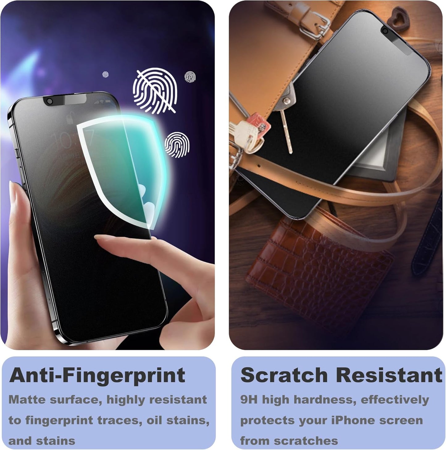 Matte Privacy Screen Protector for iPhone 13ProMax and iPhone 14Plus Screen Protector Anti-Glare, Anti-Spy Tempered Glass Film, Smooth and Responsive Touch Anti-Scratch Glass