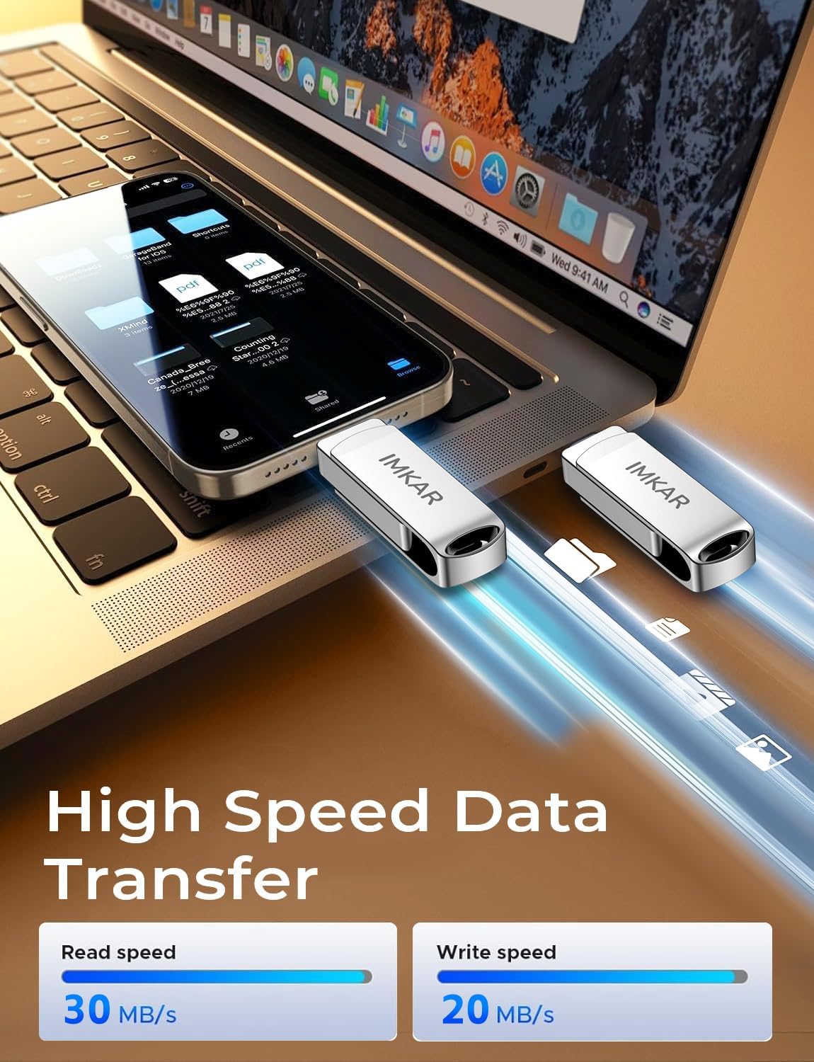 MFi Certified 512GB Flash Drive for iPhone iPad, IMKAR Memory Stick Storage for Photos Videos, Compatible with iPhone iPad Android and PC, Plug and Play No Application Required (Metal Silver)