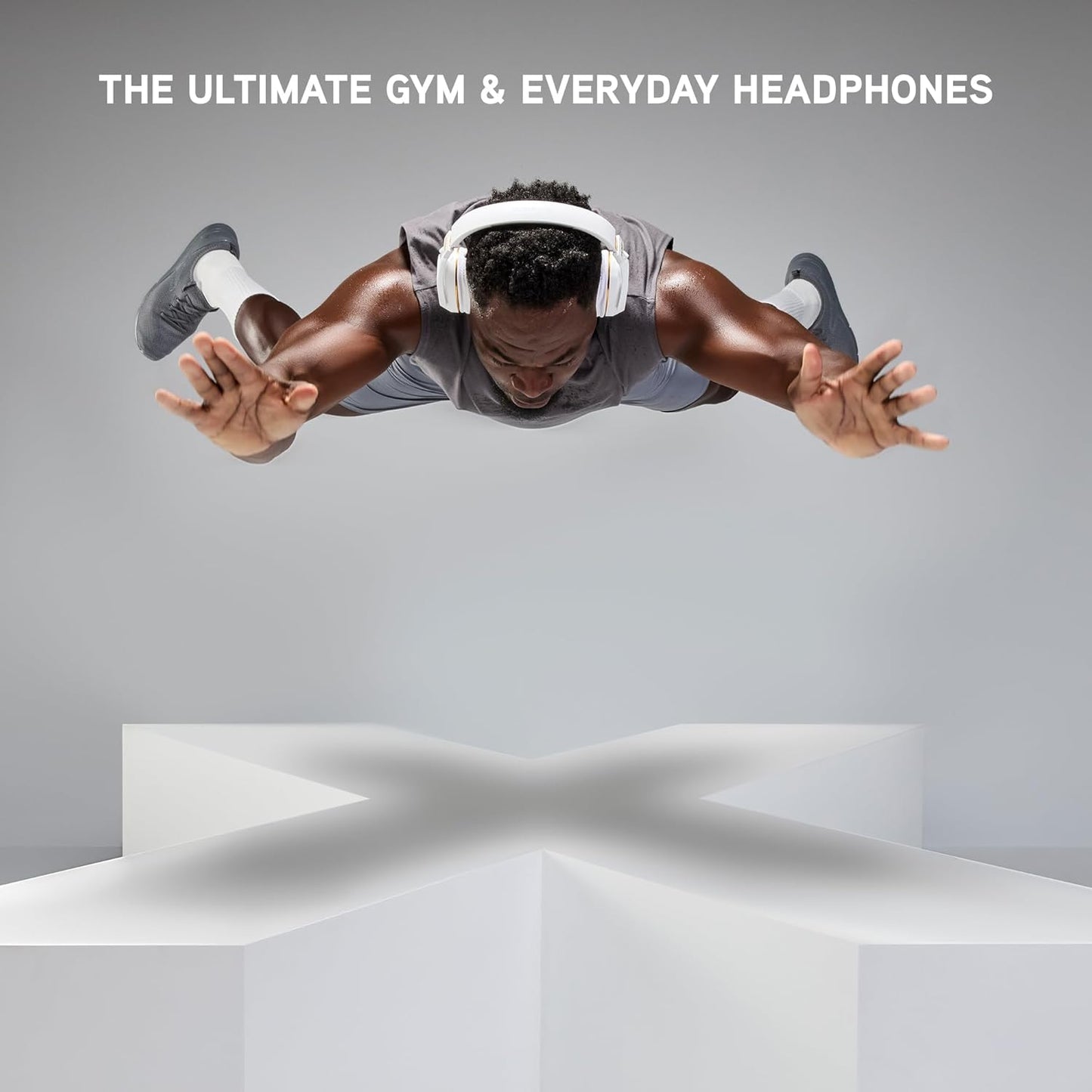 BlueAnt Pump X - The Gym Headphones | Sports Headphones | Cushioned & Cooling Ear Pads | (ANC) Active Noise Cancelling/Advanced Transparency | Wireless | Up to 58hr Play Time (Black | Gold)