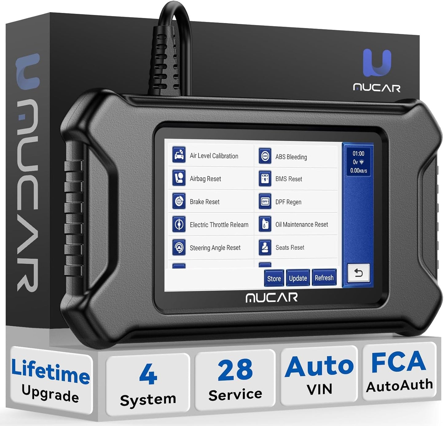 MUCAR CS90 OBD2 Scanner Diagnostic Tool with 28+ Reset Service, Engine Powertrain Car Scanner, ABS Code Reader, SRS Scan Tool for Cars, Auto VIN, Lifetime Free Update