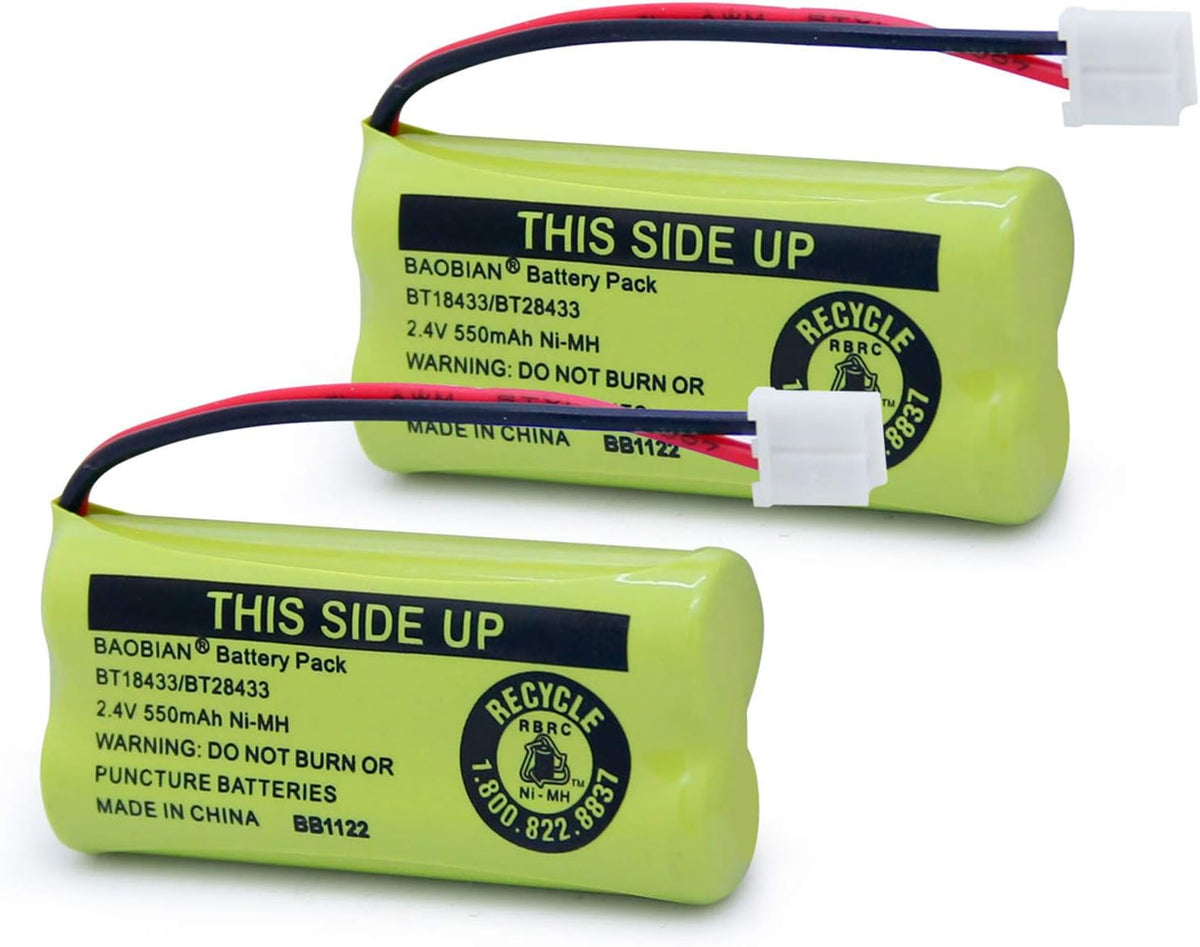 2.4V Rechargeable Cordless Phone Batteries Compatible with for AT&T/Lucent BT-18433 BT-184342 BT-28433 BT-284342 BT-6010 BT-8000 BT-8001 BT-8300 Empire CPH-515D CPH515D(Pack of 2)