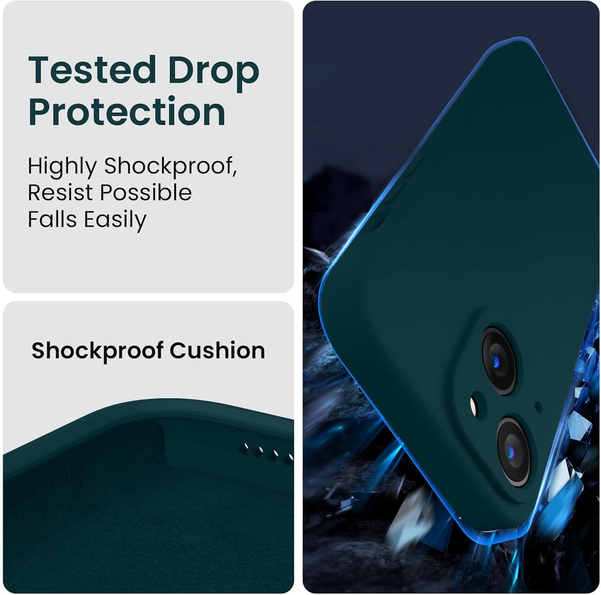 FireNova Designed for iPhone 15 Case, Silicone Upgraded [Camera Protection] Phone Case with [2 Screen Protectors], Soft Anti-Scratch Microfiber Lining Inside, 6.1 inch, Teal
