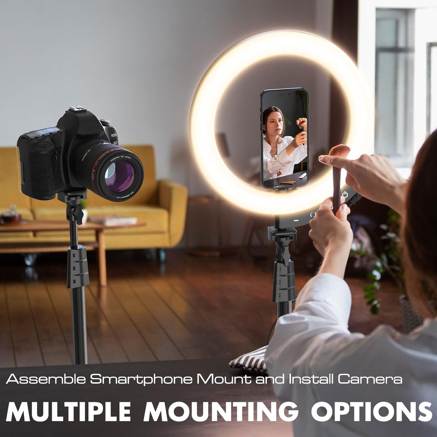 UBeesize Upgraded 12'' Ring Light with 62'' Tripod Stand and Magnetic Phone Holder,LED Selfie RingLight for iPhone with Wireless Remote,Circle Light for Tiktok/YouTube/Photography/Makeup/Live Stream