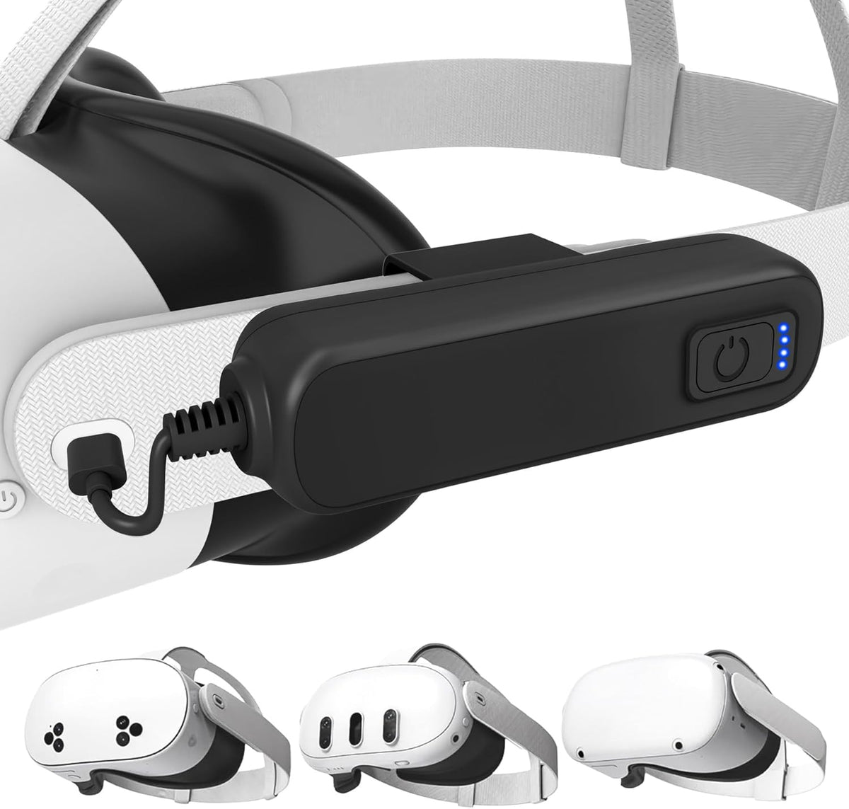 Battery Pack for Meta/Oculus Quest 3S/3/2,5000mAh Battery VR Charger, Extend 2-4 Hours Playtime, Lightweight Fast Charging VR Headset Safe Power Bank for Meta Quest 3S/3/2 Accessories