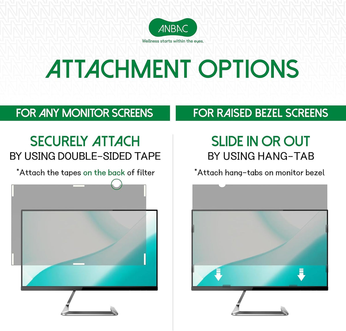 24 Inch Desktop Privacy Screen Shield for 16:10 Wide Monitor - Anti Glare Computer Privacy Screen Cover | Blue Light Blocking Screen Protector | Scratch Resistant UV Filter | Attachment Type
