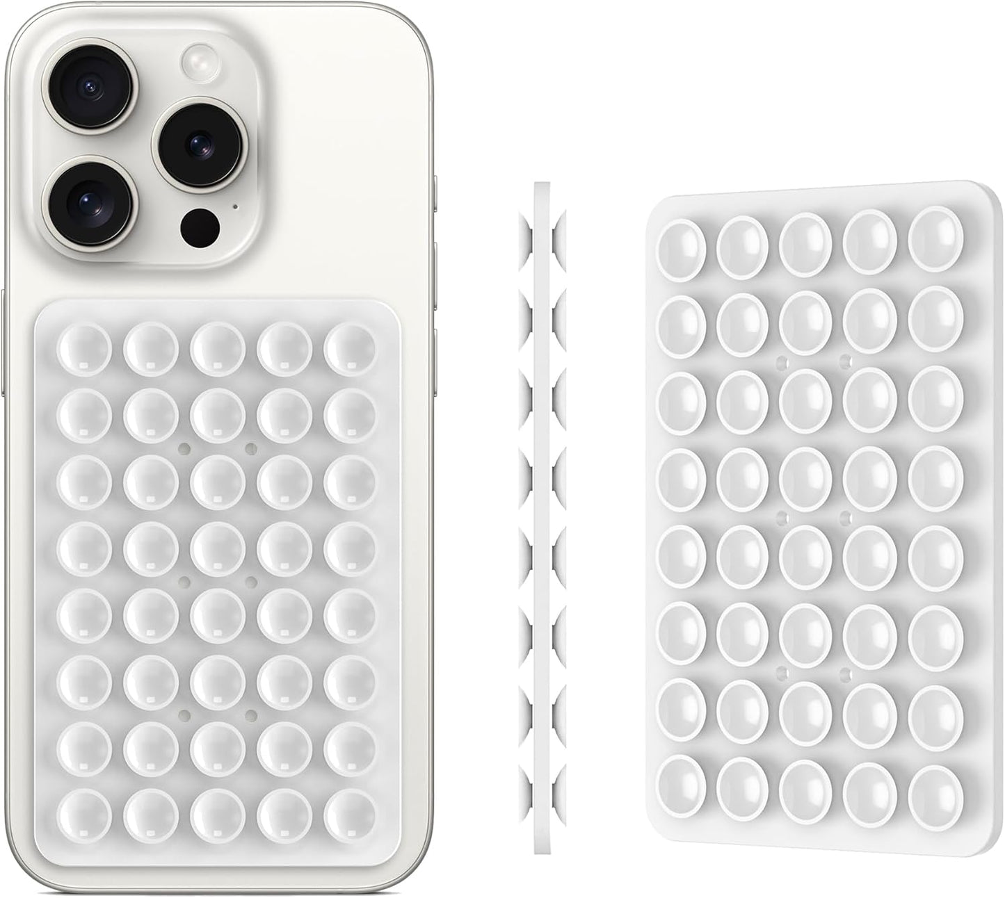 Silicone Double Sided Suction Phone Case Mount, Detachable Hands Free & Strong Grip Holder for Selfies & Videos, Compatible iPhone Android (White, 1Pack)