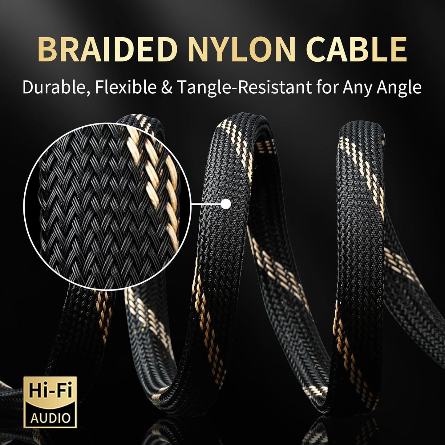 10 AWG Audiophile HiFi Speaker Audio Cable–4N OFC Core,24K Gold-Plated Banana Plugs with Nylon Braid,Compatible with Amplifier,Speakers,AV Receiver & Home Theater(6.56ft/2m) 2-Pack