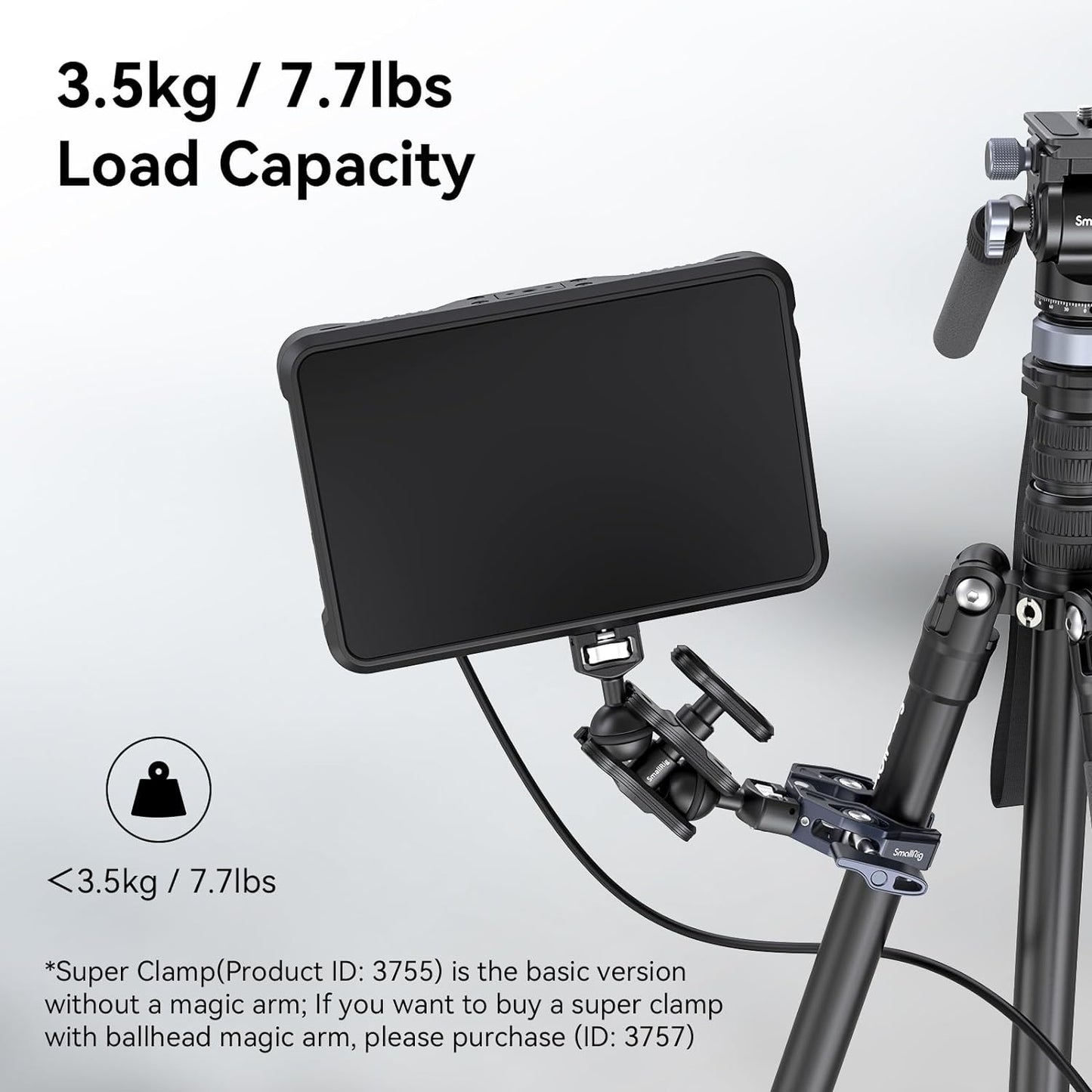 SMALLRIG Clamp, Camera Mount Clamp, Crab-Shaped Super Clamp with 1/4"-20, 3/8"-16 Threaded Holes, Payload 7.7lbs/3.5kg, for Most Photographic Accessories