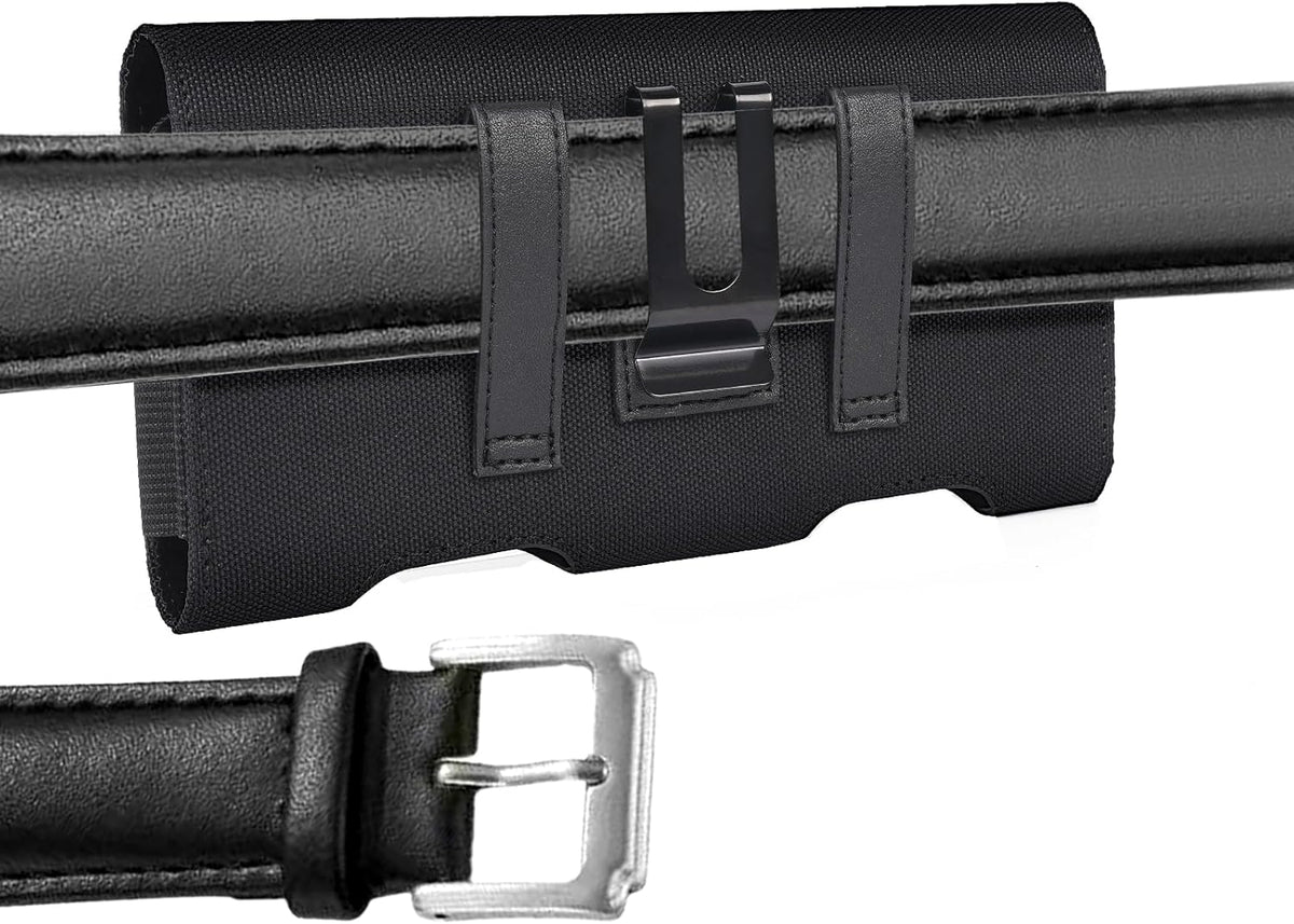 BECPLT for iPhone 17 Pro 17/16/15/14/13/12/11 Pro Cell Phone Pouch Nylon Holster Case with Belt Clip Cover for iPhone Xs X Galaxy S25 S24 S23 S22 S21 S20 (Black)