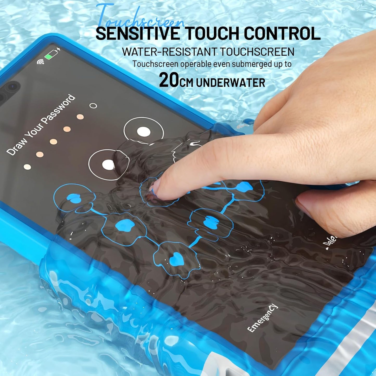Large Floating Waterproof Phone Case with Lanyard for Snorkeling & Diving - Underwater Phone Pouch Compatible with i-Phone 16/15/14 Pro Max, Galaxy All Series, Beach and Pool Water Park (Grass Blue)