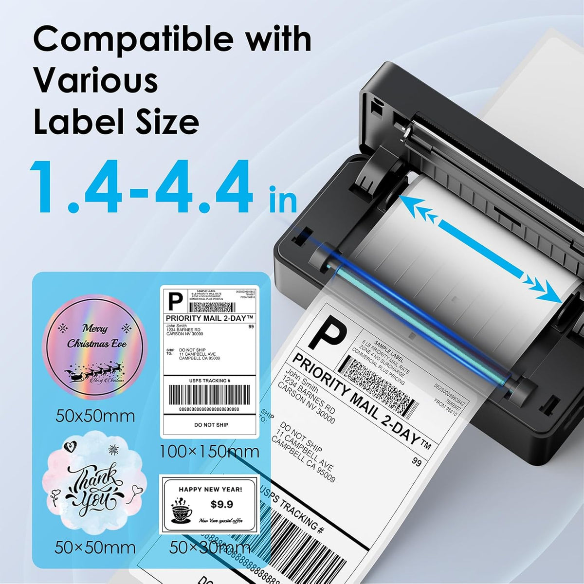 Shipping Thermal Label Printer, 4x6 Portable Label Printer, Bluetooth Label Maker for Small Business, Support iPhone,Android,Windows,Mac,Chromebook,Works with USPS, Ebay,Shopify&More, Black