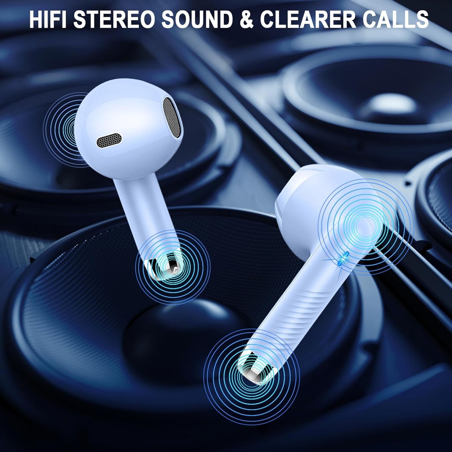 Wireless Earbuds, Bluetooth Ear Buds LED Power Display Headphones Bass Stereo, Bluetooth Earbuds in-Ear Noise Cancelling Mic, 40H Playback Mini Case IP7 Waterproof Sports Earphones for Android iOS