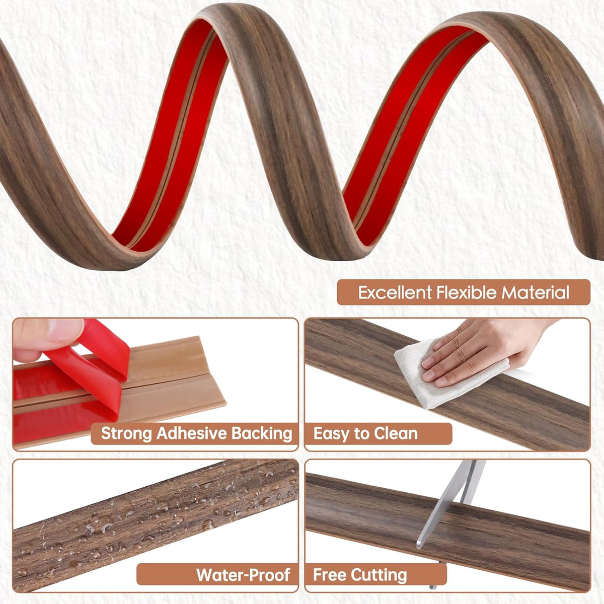 Floor Cord Cover for Wires on Floor Self Adhesive Cord Hider Floor Cable Management Wire Covers for Cords Protector Prevent Cable Trips Cord Cavity W 0.59" x H 0.31", Misty Brown Wood, 3.3Ft