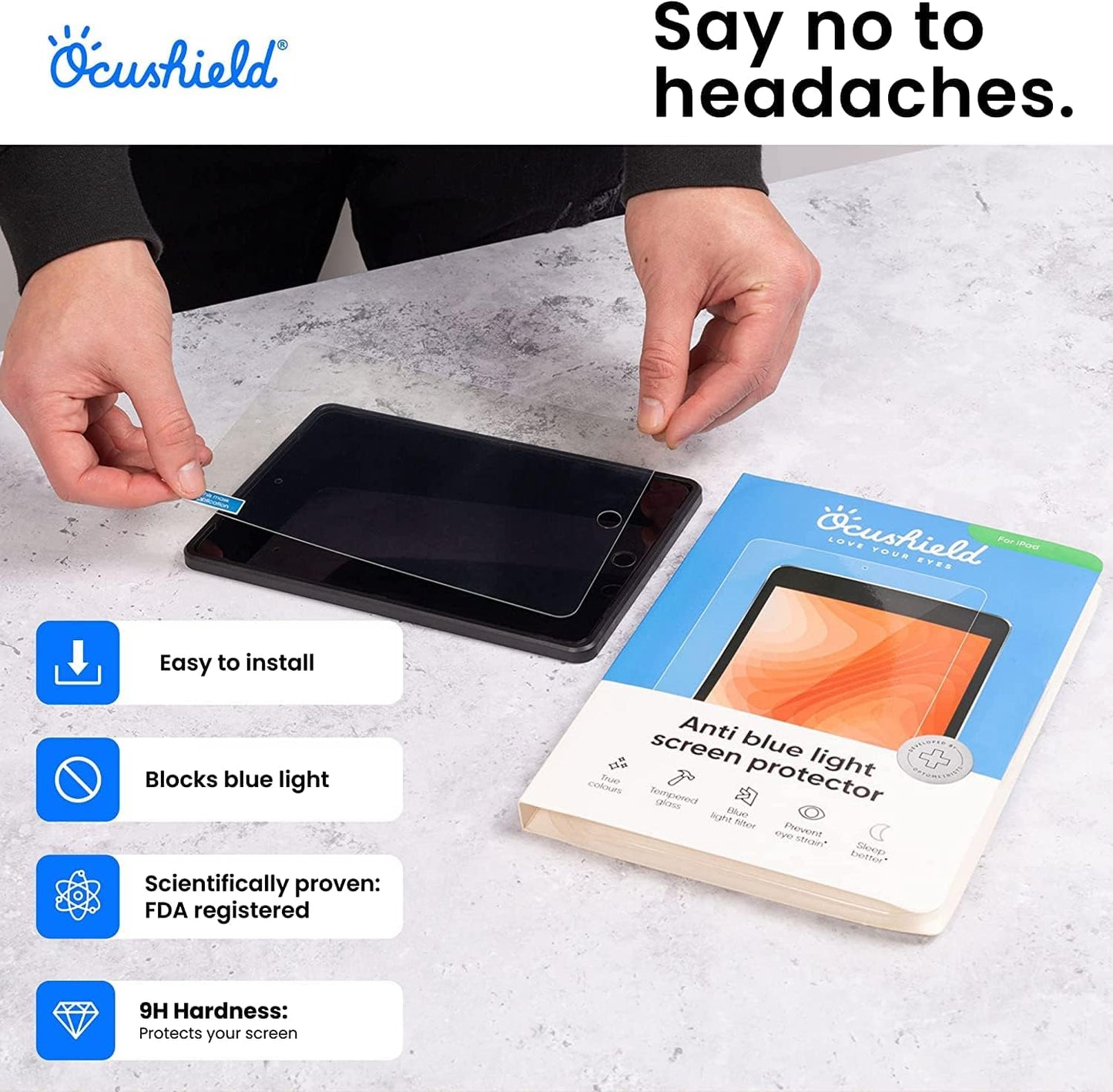 Ocushield Anti Blue Light Tempered Glass Screen Protector for Apple iPad 10.9” - 10th Gen - Blue Light Filter for iPad - Anti Glare - Protect Your Eyes & Improve Sleep (2022-2025)