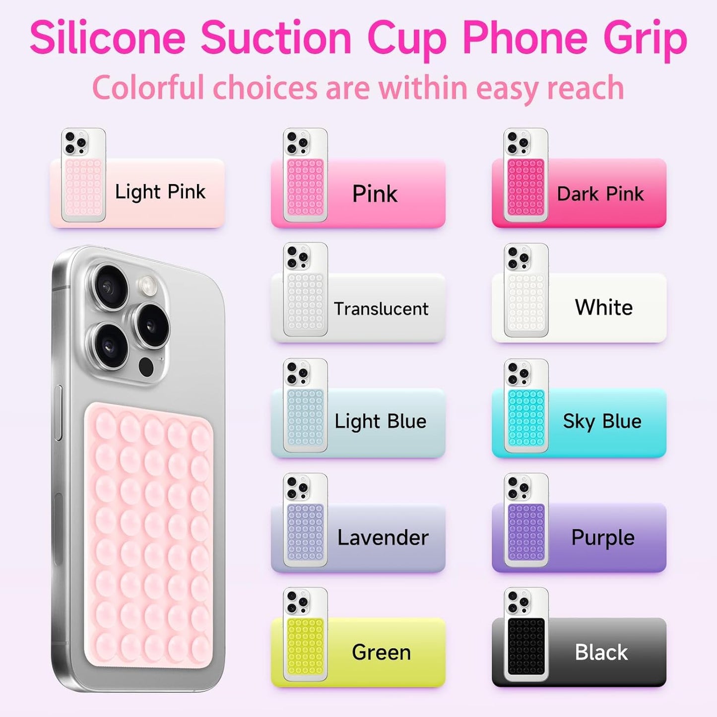 Silicone Suction Phone Case Mount, Non Slip Suction Cup Phone Mount, Phone Accessories Holder for Selfies and Videos, Silicon Adhesive Phone Stand Sticky for Cell Phone Black