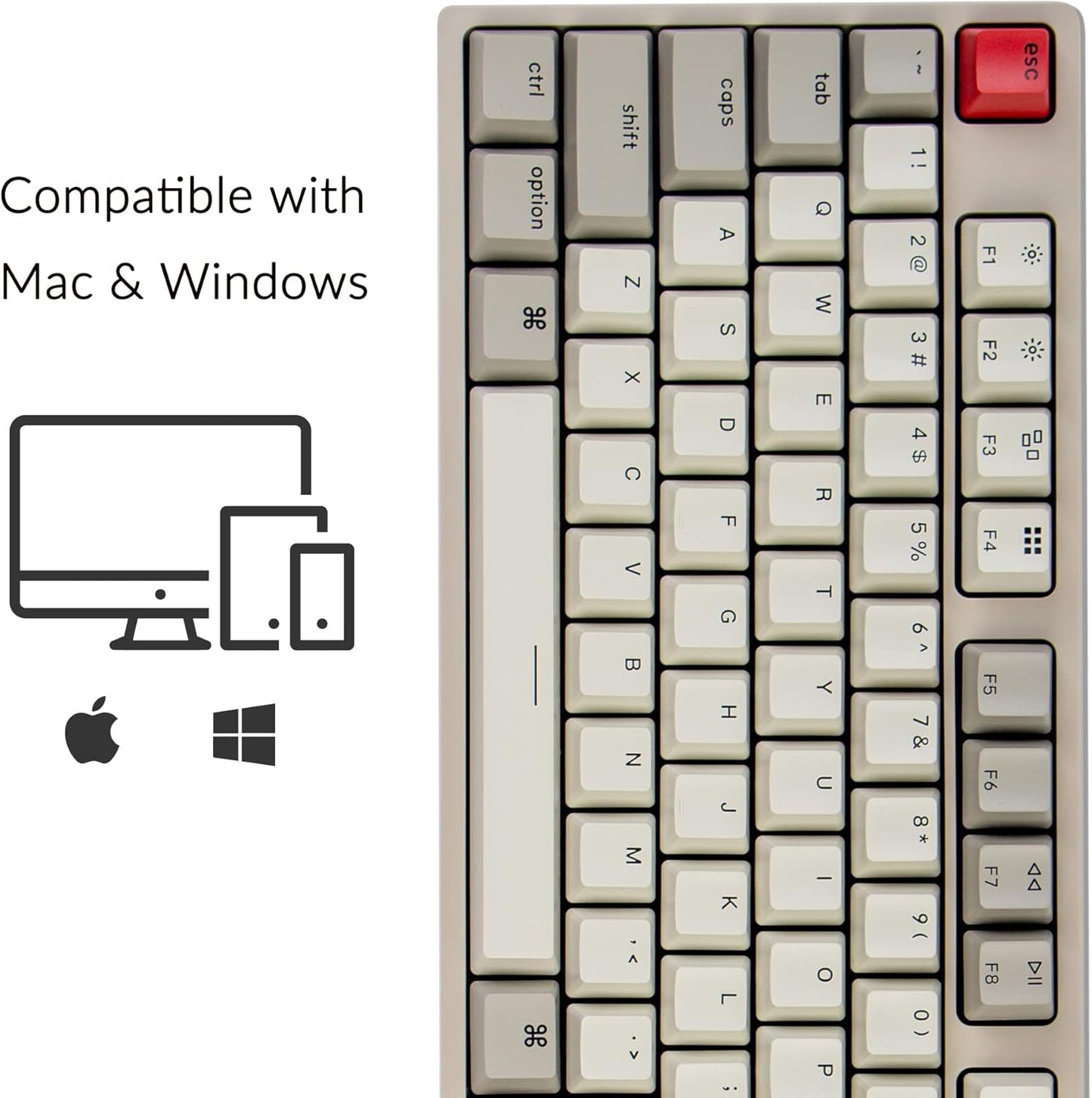 Keychron C2 Full Size Wired Mechanical Keyboard Compatible with Mac, Keychron Brown Switch, 104 Keys ABS Retro Color Keycaps Gaming Keyboard for Windows, USB-C Type-C Braid Cable