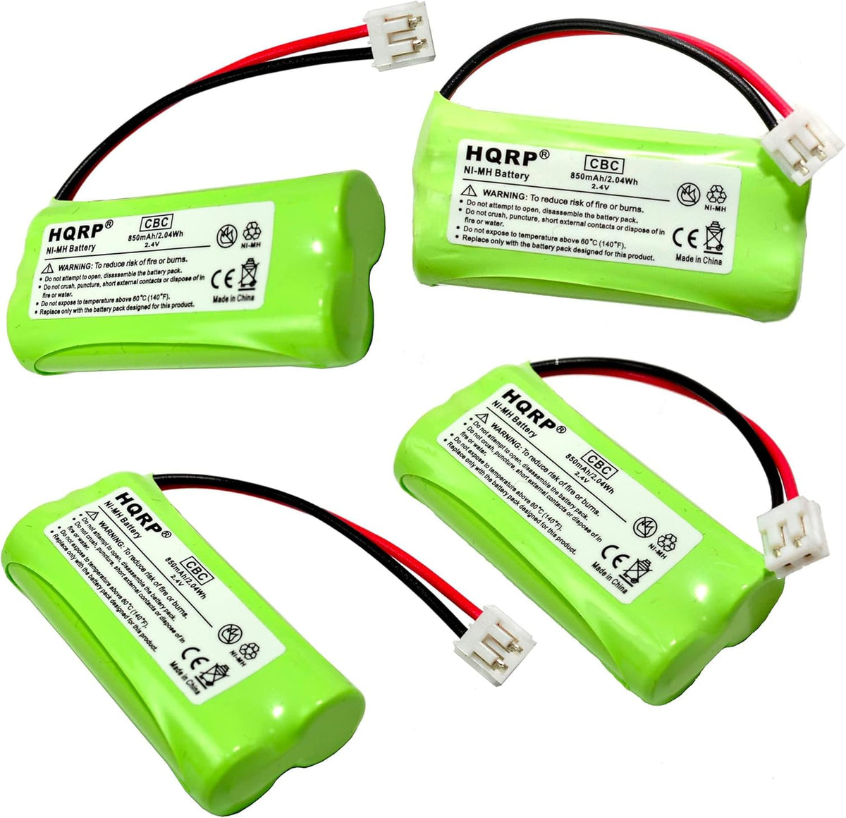 HQRP 4-Pack Battery Compatible with AT&T Lucent BT8001 BT184342 BT284342 3101 3111 89-1330-00-00 89-1335-00-00 GE 5-2754 Philips SJB-2121 Cordless Phone