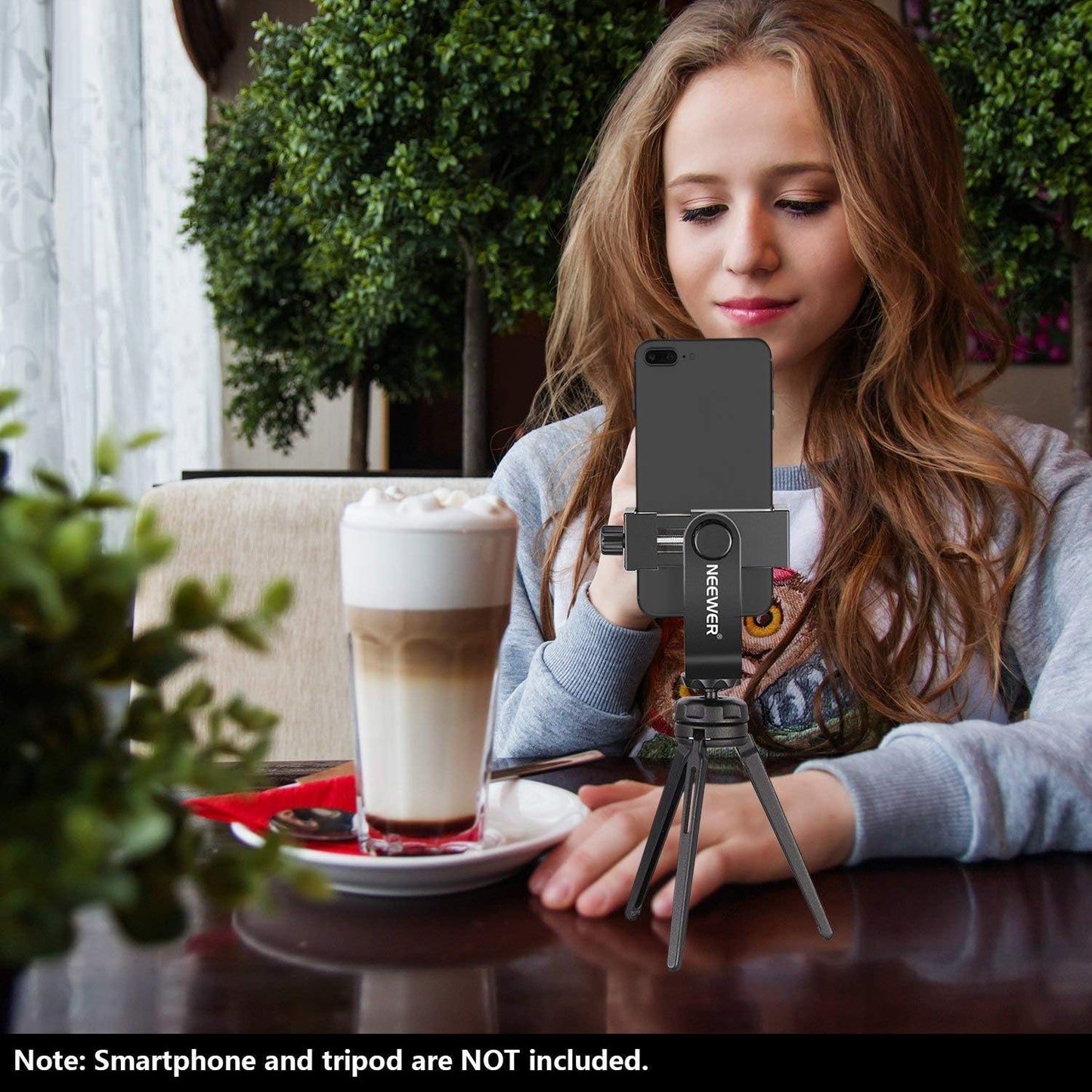 Neewer Smartphone Holder Phone Tripod Mount Compatible with iPhone 16 15 Pro Max Plus 14 13 12 Mini Samsung Galaxy S24 S23 Ultra, Cell Phone Clip Vertical Bracket Adapter for Tripod with 1/4" Screw