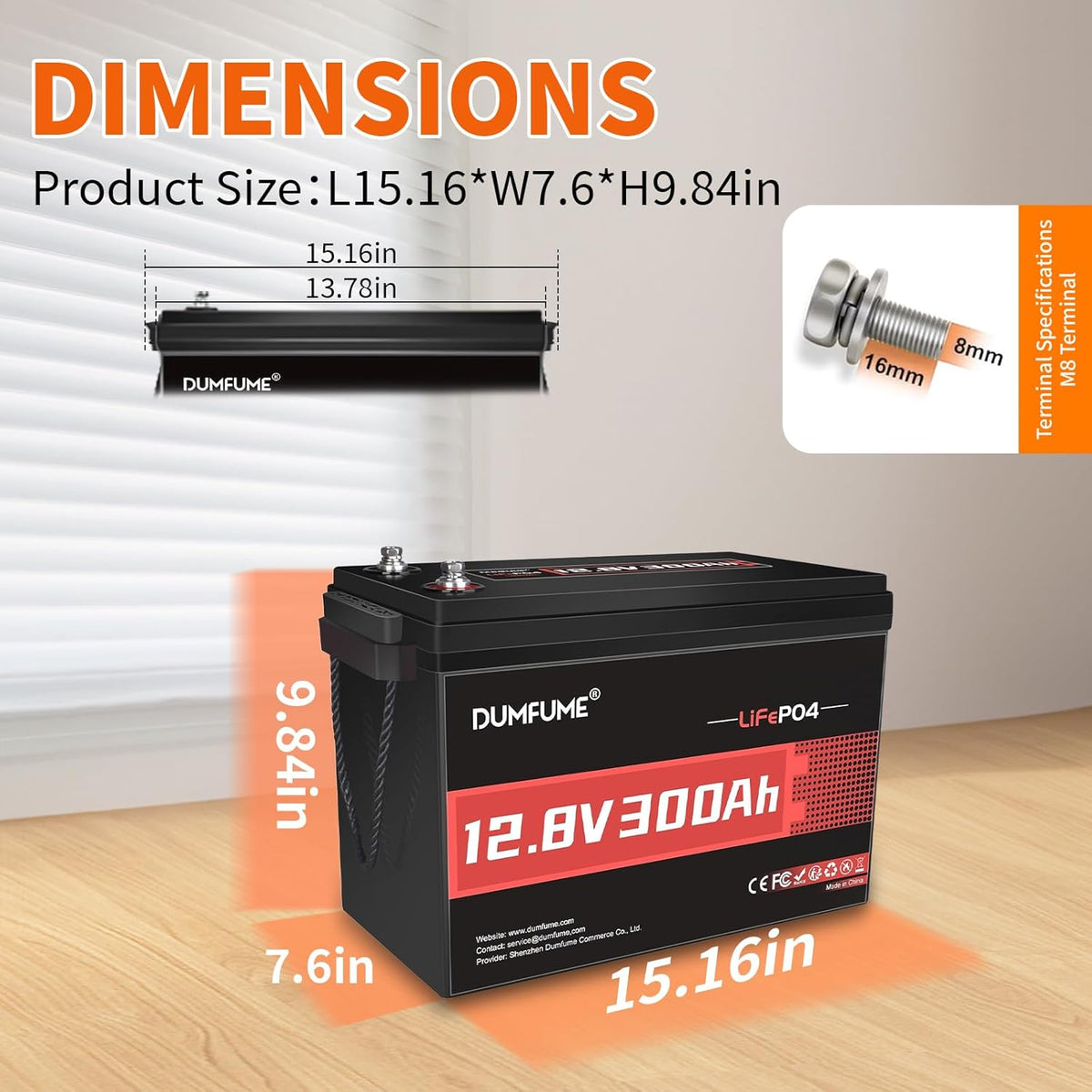 12V 300Ah Lithium LiFePO4 Battery,200A BMS 3840Wh Rechargeable Lithium Iron Phosphate Battery for Solar Energy Storage,Backup Power,RV,Camping