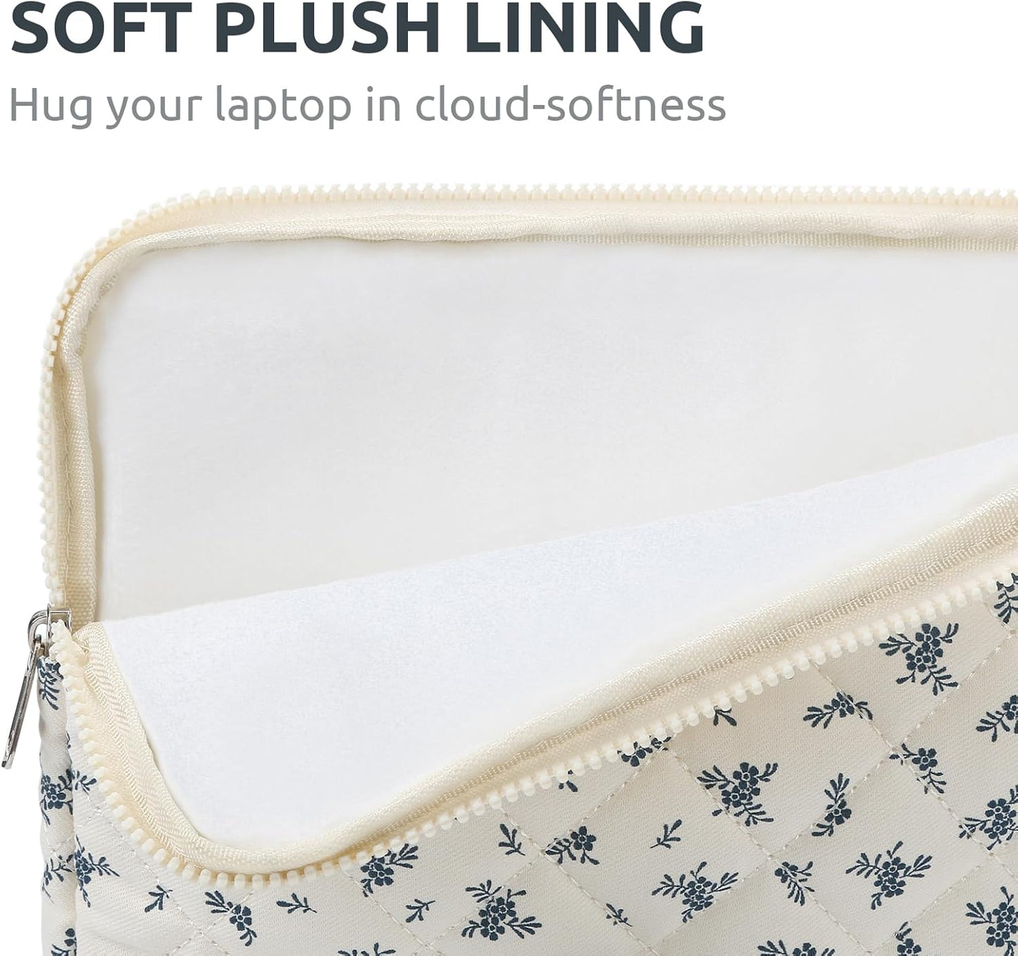 Puffy Laptop Sleeve 13-15.6 Inch Cute Quilted Laptop Protective Case Padded Floral Computer Sleeve for MacBook (A-Light Blue, 13 Inch)