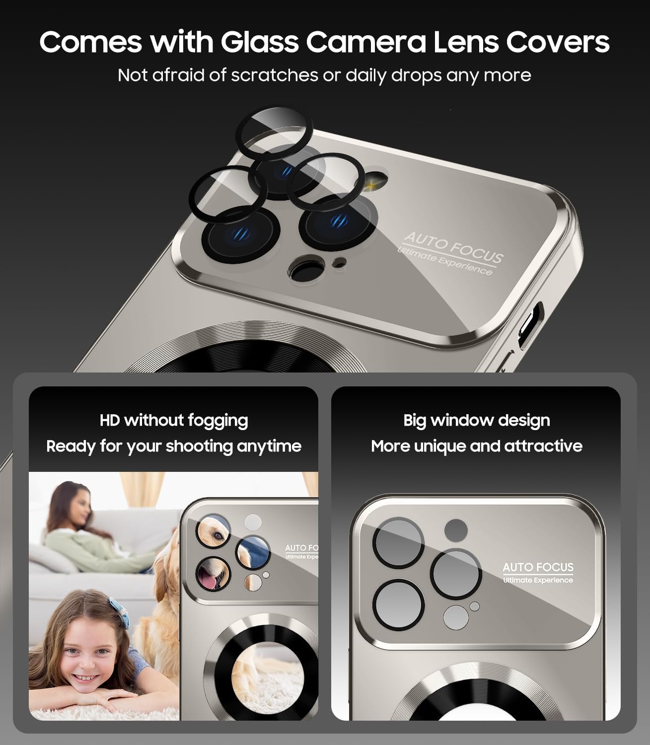 Magnetic for iPhone 13 Pro Max Case, Compatible with MagSafe, Built-in Camera Lens Protector, Logo View, Military Grade Drop Proof Phone Case Cover, Titanium Gray