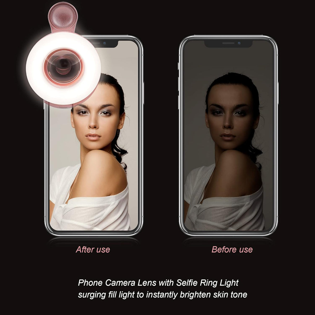 15X Macro Lens with LED Ring Light for iPhone & Android - Rechargeable Portable Clip-On Lens for Smartphone Photography, Vlogging, Close-Up Photos & Video Recording - 3 Light Modes, USB Fast Charging