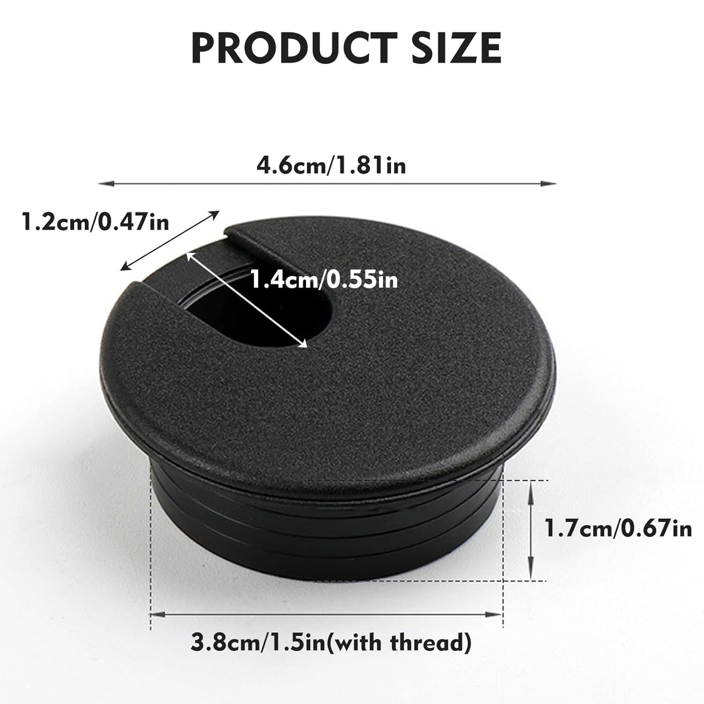 2 Pcs Desk Grommet 1.5Inch, ABS Plastic Desk Hole Cover, U-Shaped Desk Wire Hole Insert for Office Home School Computer Desk Equipment Cable Cord Organizer