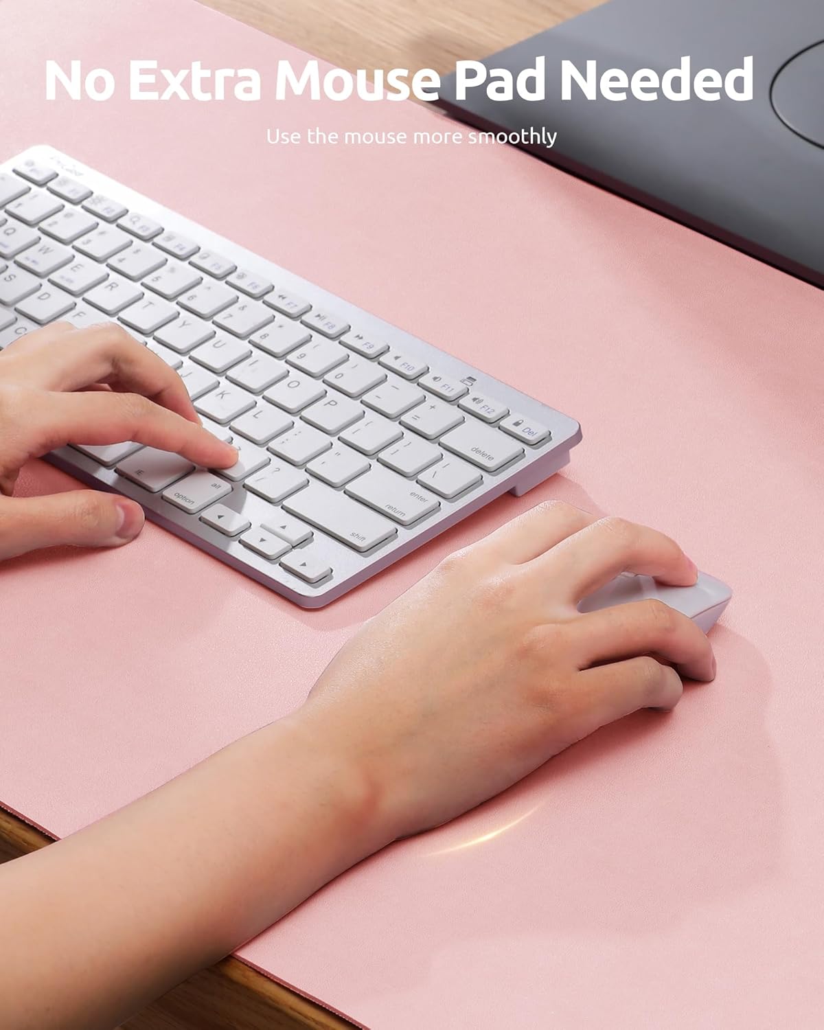 YSAGi Leather Desk Protector, Office Mat, Large Mouse Mat, Non-Slip PU Leather Blotter, Laptop Pad, Waterproof Writing Pad for Office and Home (Light Pink, 23.6" x 13.8")