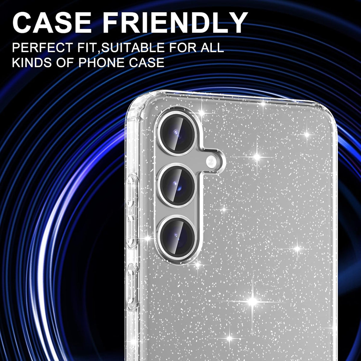 for Samsung Galaxy S25 Plus Camera Lens Protector, Individual Metal Ring Tempered Glass Lens Cover, [Strong Adsorption] Scratch Resistant Ultra-Thin HD Clear Lens Cover, 1 Set-Silvery