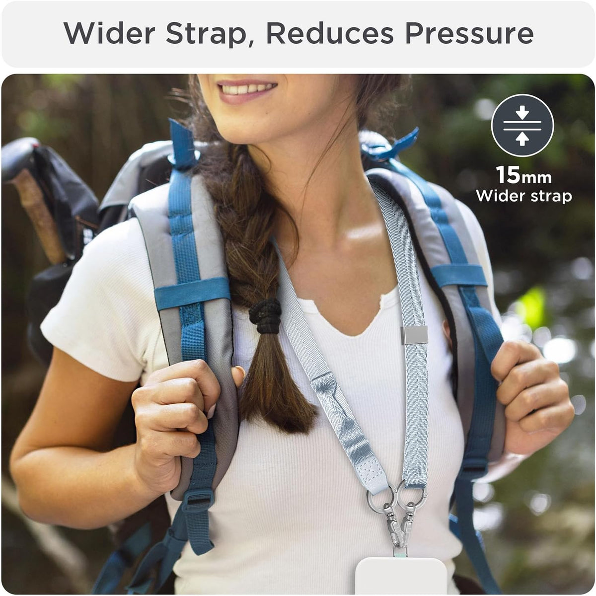 Phone Lanyard 2 in 1, Anti Theft Phone Strap Crossbody for Women Men, Adjustable Phone Wrist Strap with 2 Pack Tether Tabs