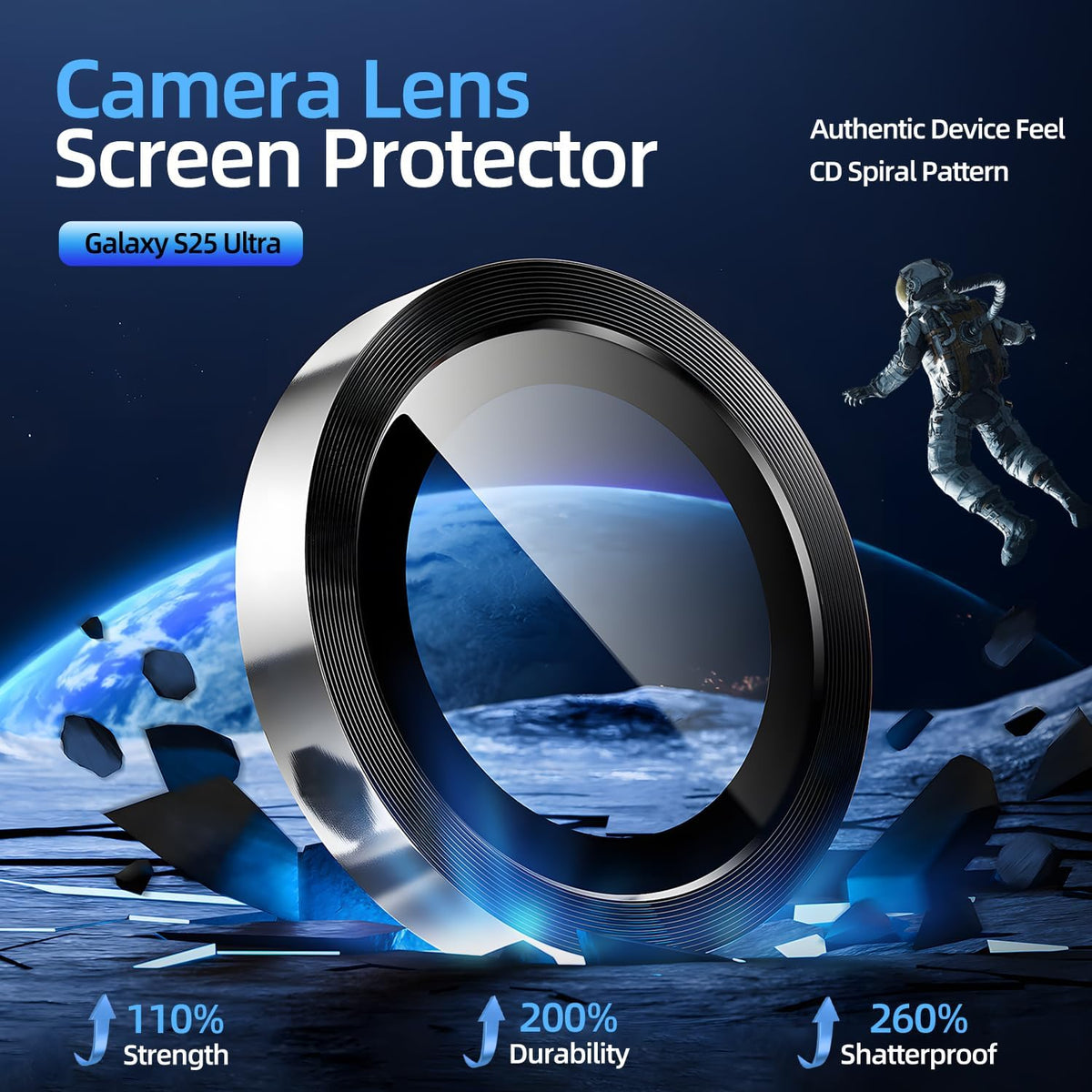 X-it Camera Lens Protector for Samsung S25 Ultra, 9H Tempered Glass, Independent Metal Aluminum Edge Original Protection Design, Suitable for Phone Case, Anti-scratch, Anti-reflective,Silver
