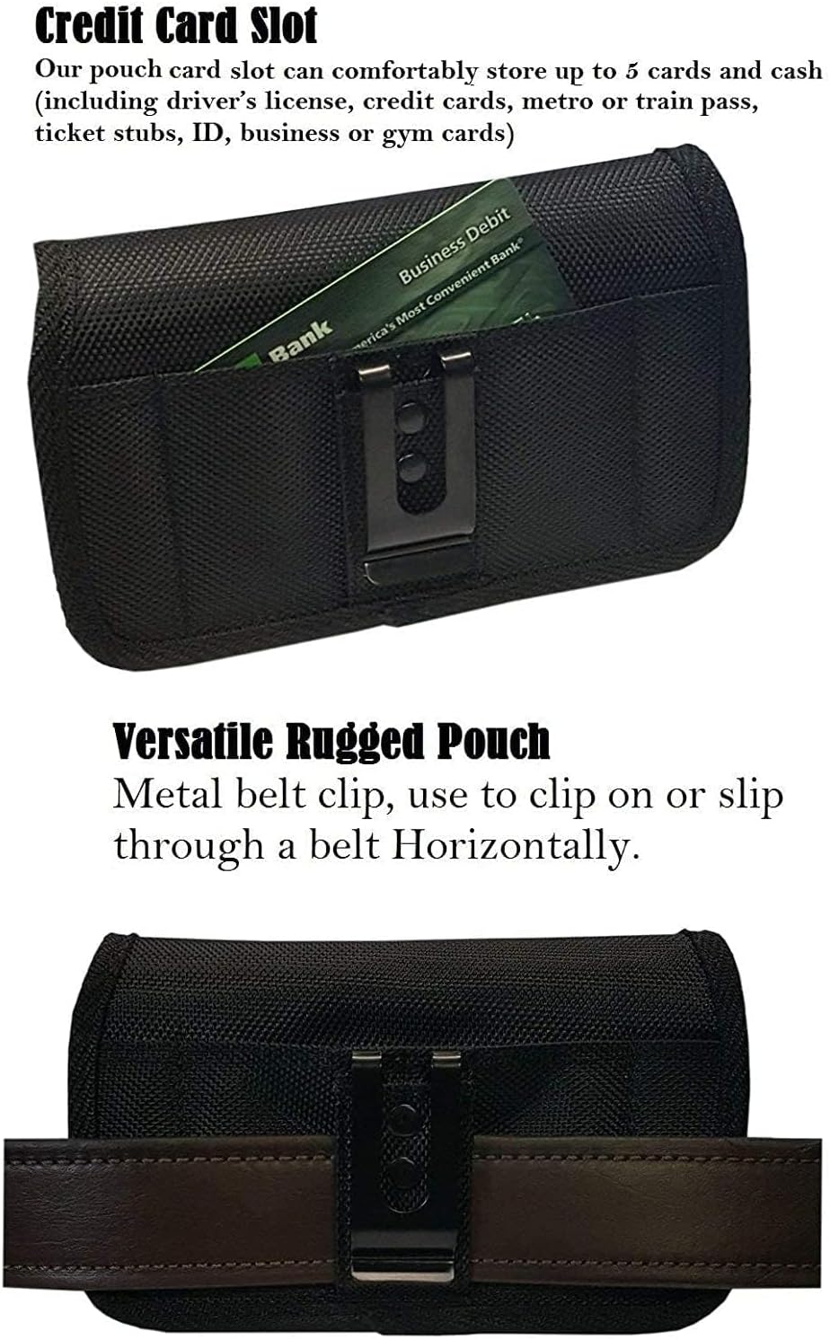 AH Military Grade Nylon Cell Phone Pouch - Clip Holder for Belt Loop, Fits iPhone 13/14 Max/Pro, S20 Plus, Otterbox (Large)